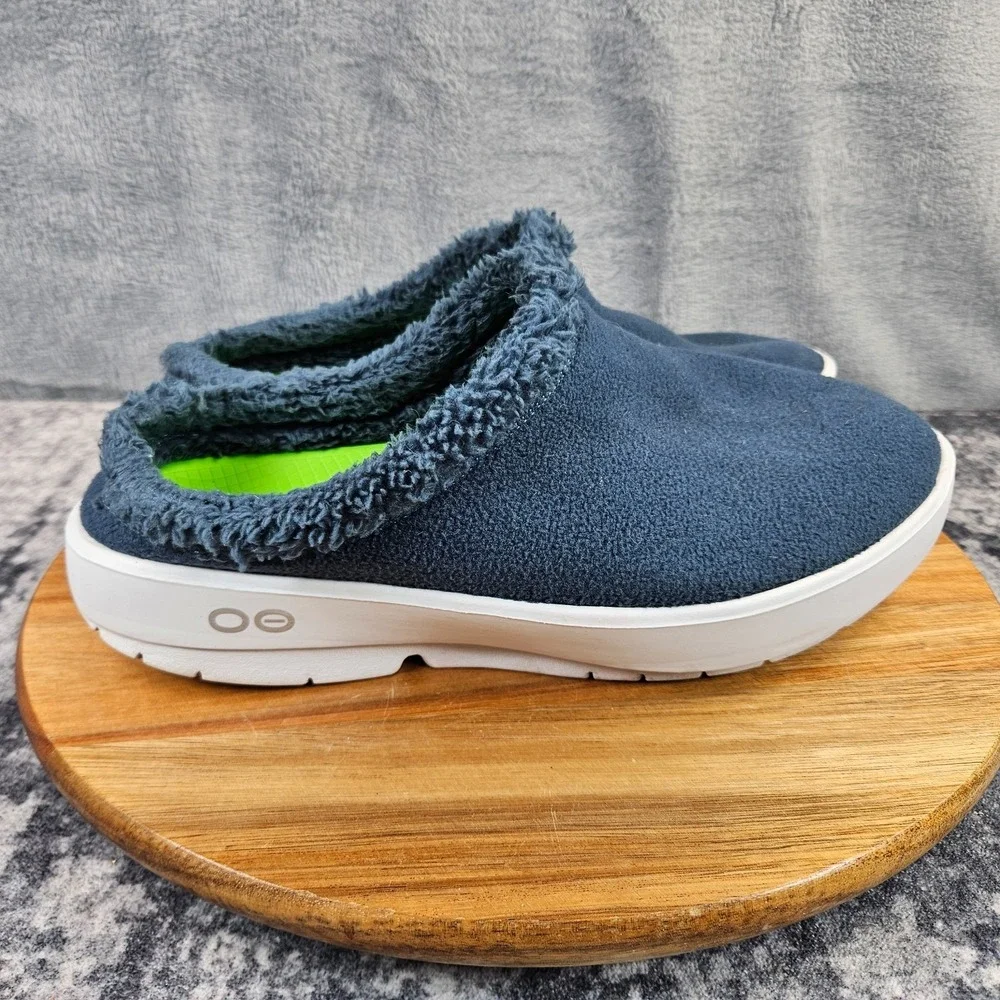 OOFOS OOcoozie Mule Mens Size 10 Blue White Casual Classic Sip On Recovery Shoes
